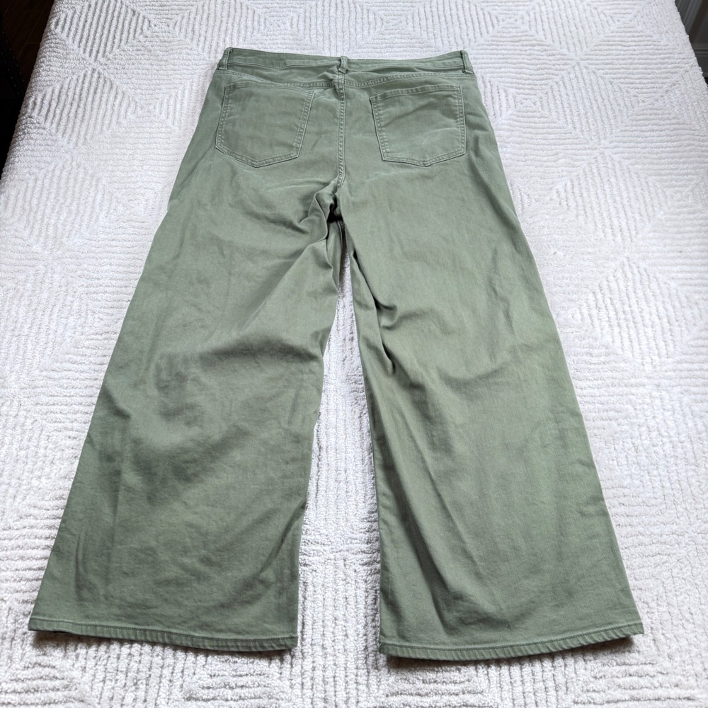 Quince Bella Wide Leg Jeans Womens 33 Loden Green Stretch High Rise Denim Olive - Picture 2 of 11